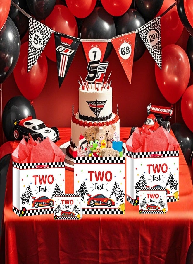 Woosytoo Two Fast Birthday Gift Bag for Boys Happy 2nd Birthday Gift Bag Race Car Party Favor Bag with Paper and Greeting Card for Boys 2 Year Old Bday Party Baby Shower Supplies - Image 5